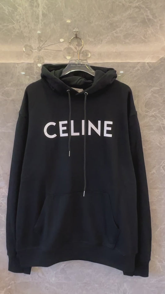 Celine hoody loose hoodie in cotton fleece black